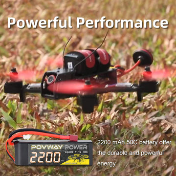 POVWAY 3S 11.1 V 2200mAh LiPo Battery 50C RC Battery with T Plug Compatible RC Airplane, RC Helicopter,Drone ect.(2 Pack)