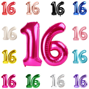 16 Balloon Number, Hot Pink Number 16Th Birthday Balloons 40 Inch, Sweet 16 Years Old Hot Pink Birthday Decorations For Boys Gir