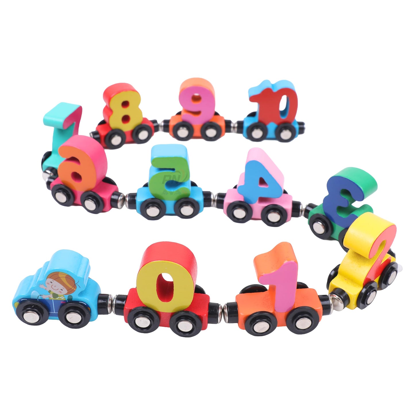 Pn Avan 0 & 10 Number Enlightenment Wooden Toy Train 12Pcs Set For Toddlers -,Number Transportation, Fruit, Color Recognition Ea