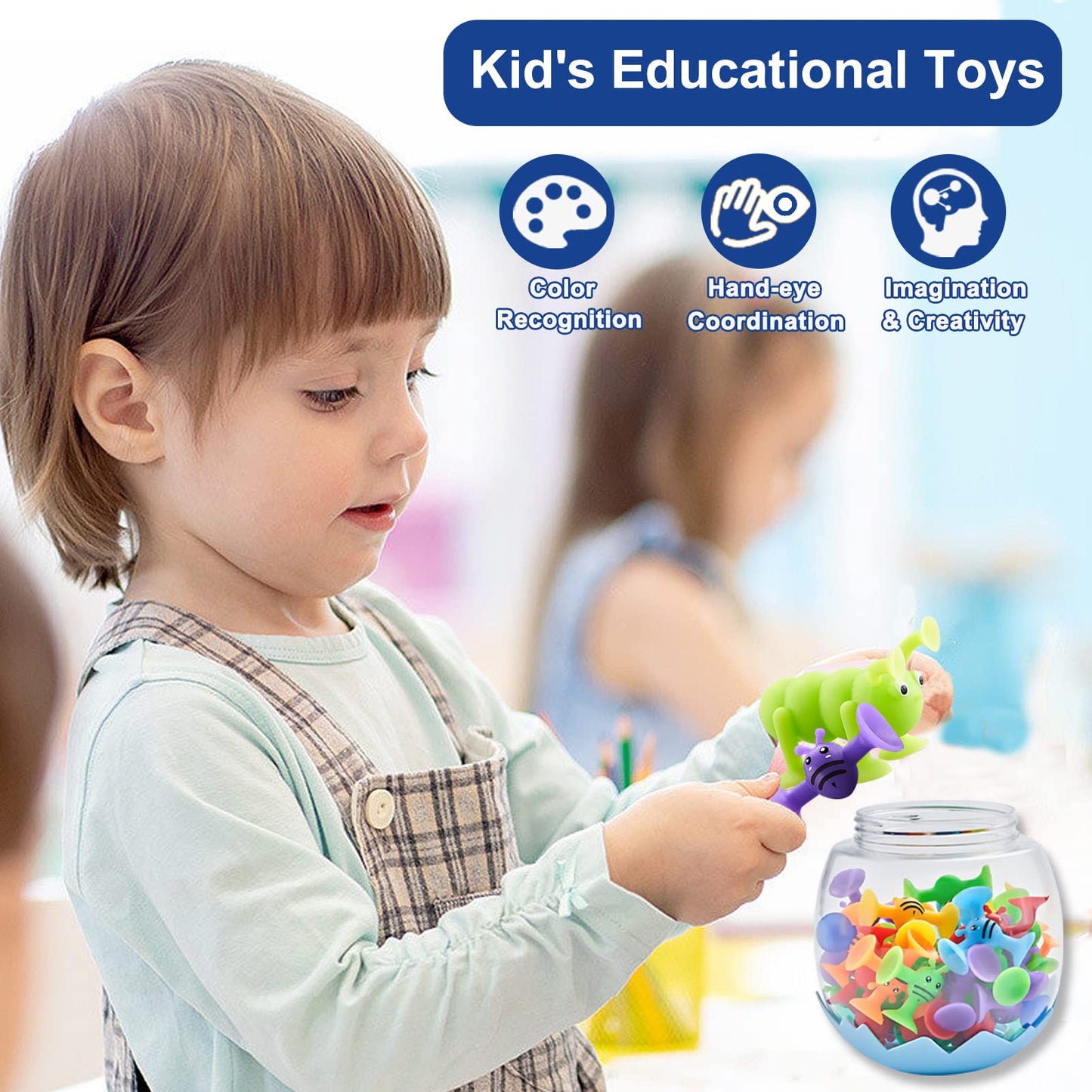 Zmzs Suction Toys For Baby, Bath Toys For Kids Ages 4-8, 40 Pieces Toddler Stress Release Sensory Toys, Suction Cup Animal With Dinosaur Eggshell Storage, Educational Gift For Boys Girls Age 3+