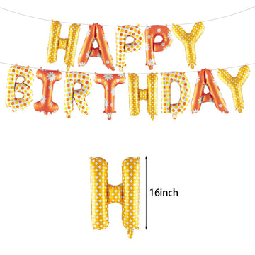 16 Inch Yellow Orange Daisy Flowers Happy Birthday Banner Balloons Aluminum Foil Letters Banner Balloons Sign For Men Women Kids