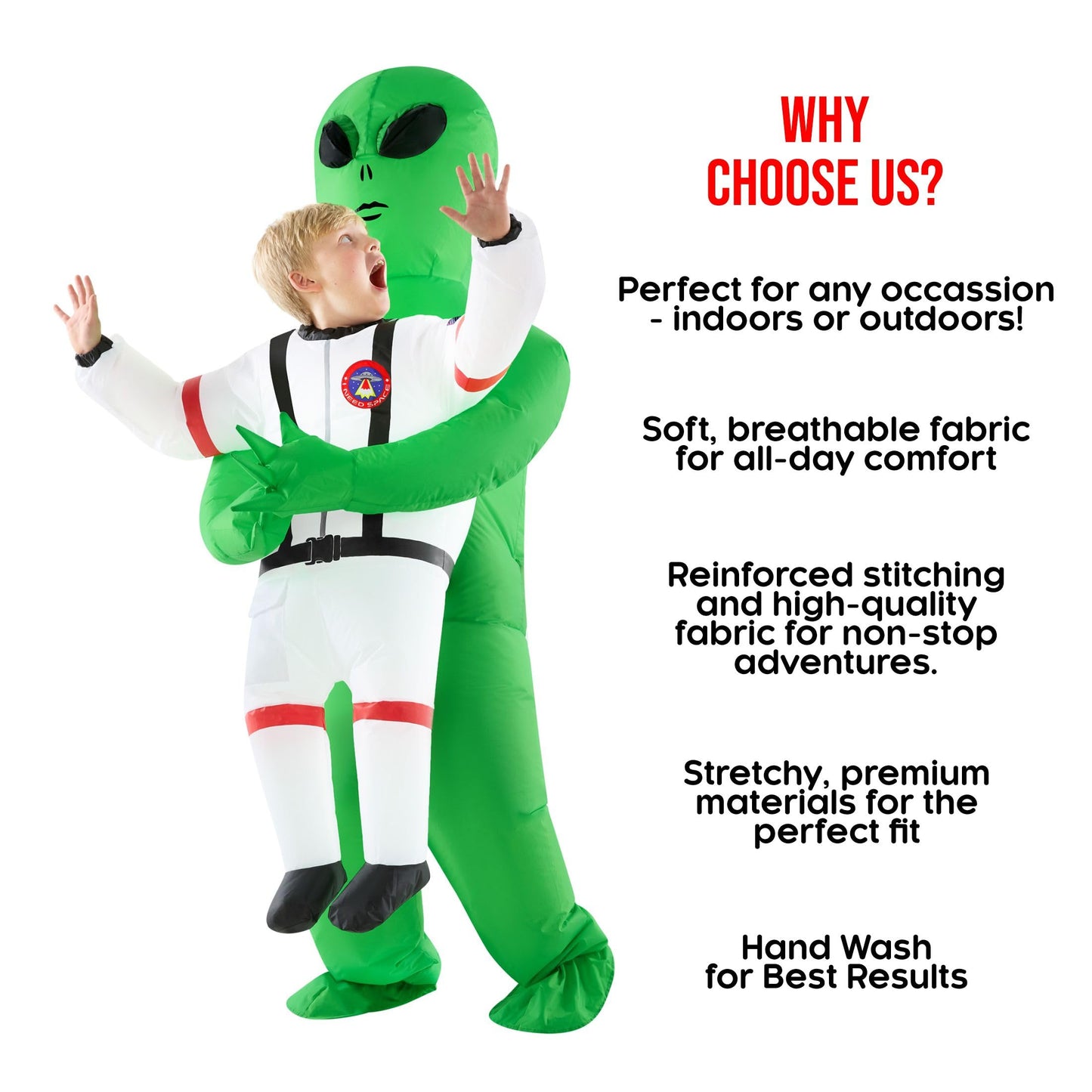 Morph Kids Astronaut Inflatable Alien Costume, Blow Up Alien Outfit, Boys Halloween Costume, Halloween Costumes for Kids