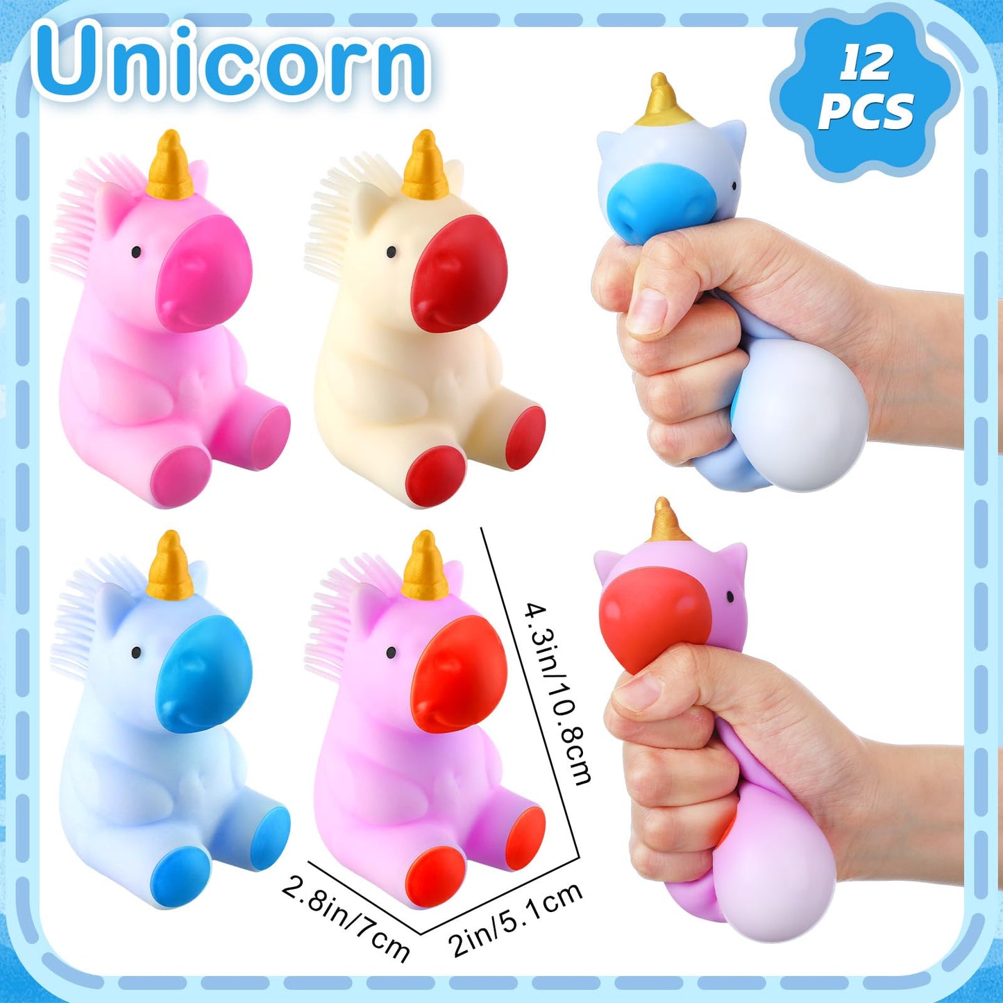 Meooeck 12 Pcs Unicorn Stress Relief Toys Stress Balls for mature-themed Small Animal Fun Squeeze Cute Fidget Toys for Birthday Party Office Christmas Stocking Stuffer Gift ADHD Autism Anxiety