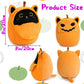 Leokawin Black Cat Stuffed Animal,8In Black Cat Plush,Cute Pumpkin Cat Plush Toy,Kawaii Pumpkin Black Cat Plush Pillows,Soft Bla