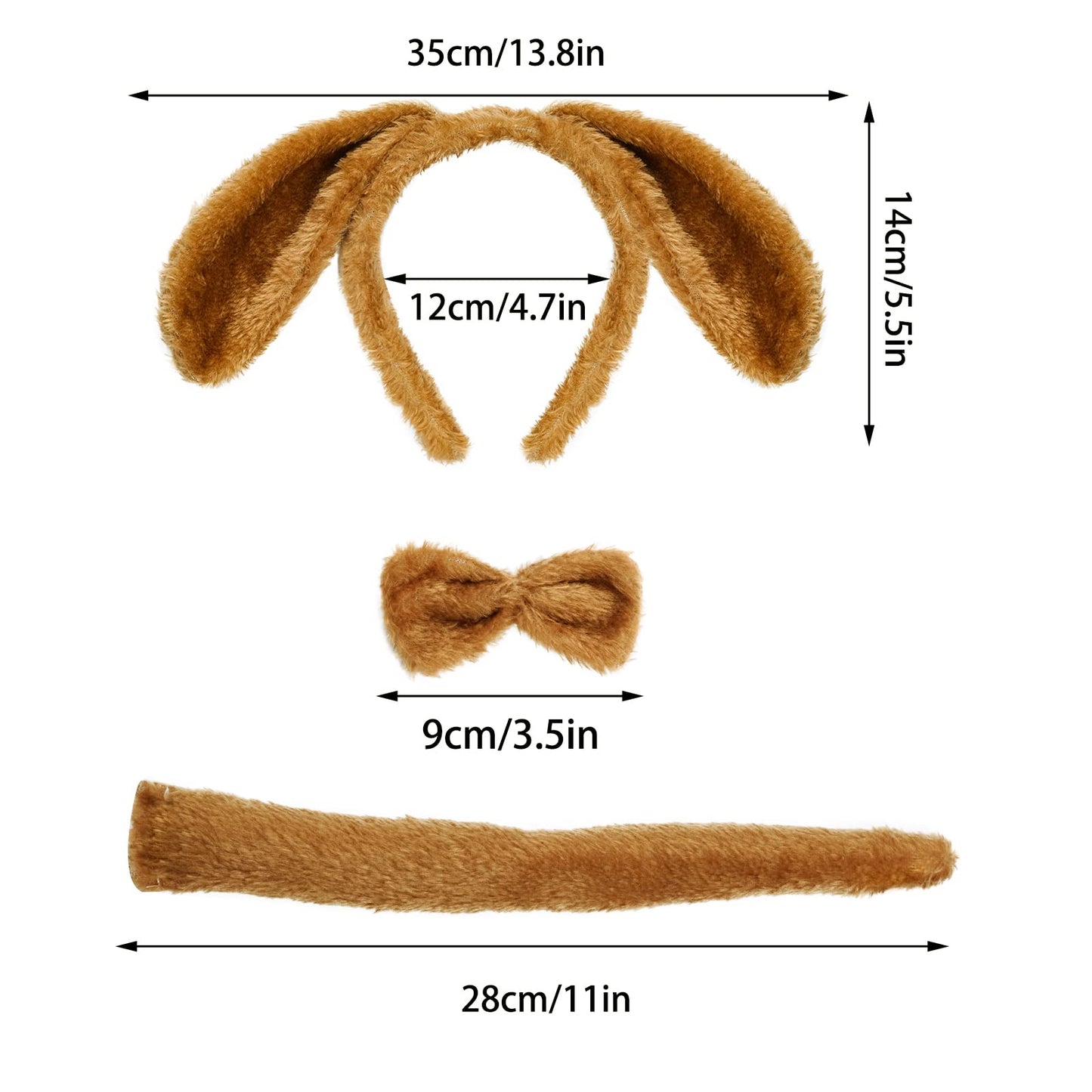 Jmkcoz 6 Pieces Puppy Dog Ears Headband Bowtie Tail For Easter Party Halloween Party Christmas Costume