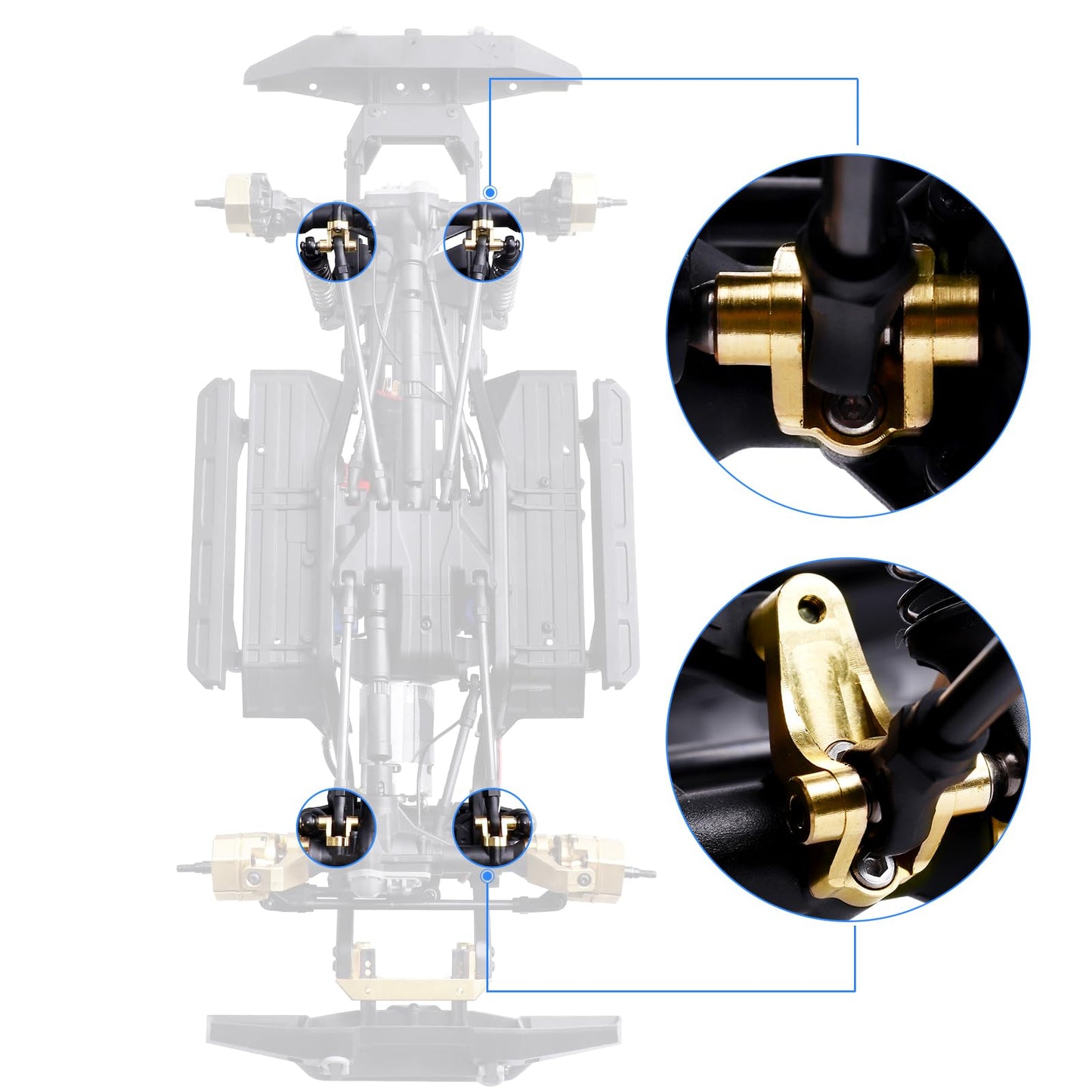 FriHobby 37.5g Upgraded Brass Axle Rod Shock Mount Heavy Duty for TRX-4 1/10 RC Crawler Upgrades Replacement Parts, Front and Re