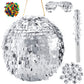 Lewtemi 11.8 Inch Silver Disco Ball Piñata With 1 Piñata Bat 1 Blindfold 1 Bag Of Confetti And 20 Small Mirror Balls For Disco Themed Birthday Wedding Party Supplies