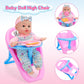 deAO Baby Doll Stroller Set High Chair Travel Diaper Bag with 12 inch Baby Doll Accessories Pretend Play Toys with Foldable Stro