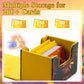 Wonderjune Pu Leather Card Deck Storage Box For Strong Magnet Storage Card Box With 2 Dividers For Tcg Ccg(Orange,Sun)