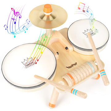 Montessori Toys For 1 Year Old Girls Gifts, Baby Drum Set For Toddlers 1-3, Wooden Musical Toys Babies 6-12-18 Months, Musical Instruments Toys For 1 2 Year Old Boys First Birthday Gifts