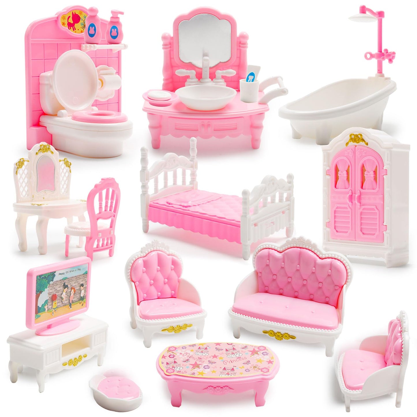20 Pcs Mini Bathroom Set 1:12 Mini Living Room Set Miniature Accessories Miniature Furniture Accessories Model For Mini Dreamhouse