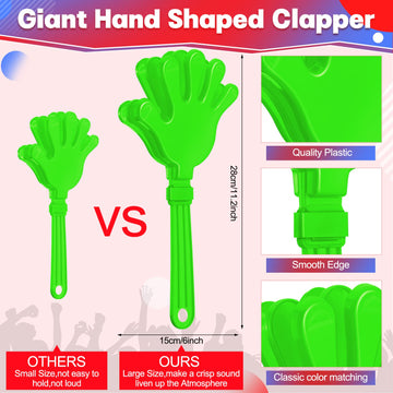 Woanger 4 Pieces Jumbo Hand Clappers 11 Inch Noise Makers Party Favors Giant Large Hand Clappers Noise Makers For Sporting Event