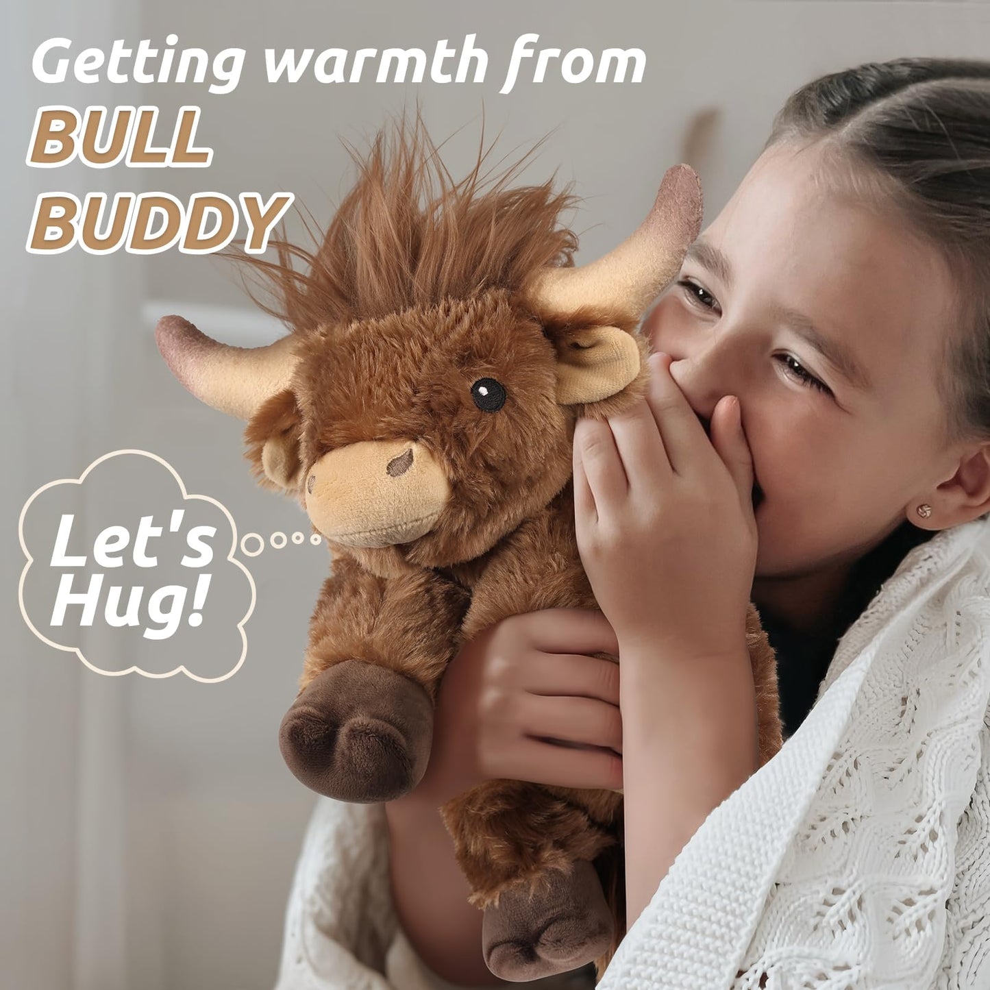 Cuckool Bull Stuffed Animals  Microwavable Stuffed Animals Adorable Fluffy Bull Plush for Warmth & Comfort  Heatable Coolable Lavender Scent Toys  Cute Soft Plushies Gift for Kids Boys Girls & mature-themeds