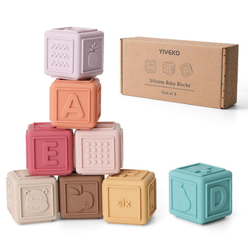 Yiveko Baby Blocks Toys Stacking For Babies Silicone Soft Building Blocks Teethers Toys Montessori Toys For Babies Education Toy