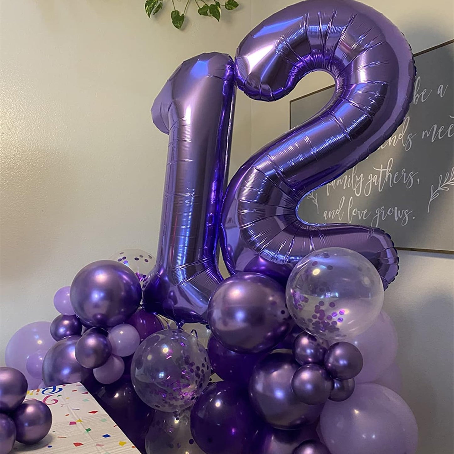 Purple Balloons Set Metallic Purple Balloon 50Pcs 12Inch Pastel Purple Latex Helium Balloons With Purple Confetti Dark Purple La