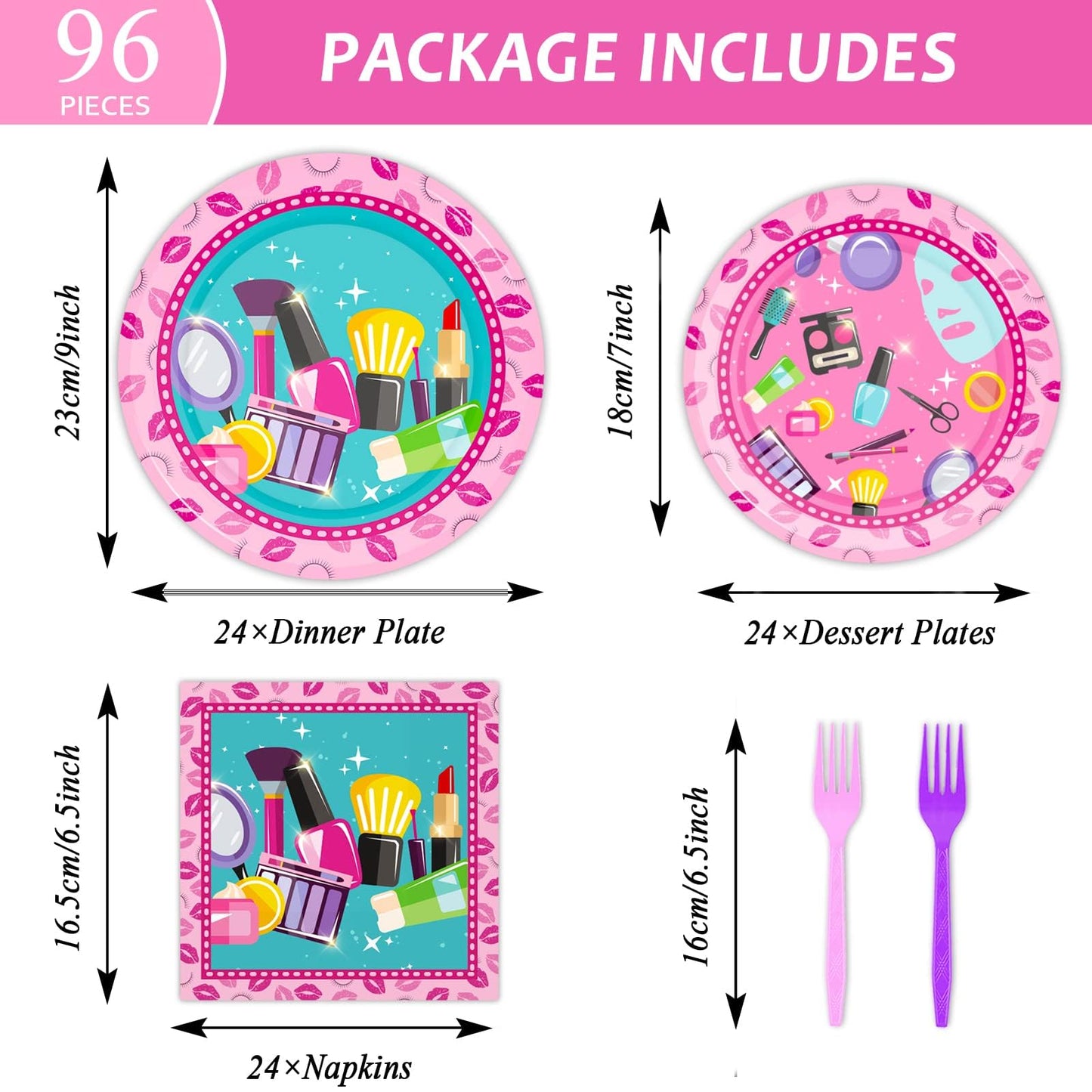 Gisgfim 96 Pcs Spa Birthday Party Plates Napkins Supplies Set Spa Party Tableware Paper Dinnerware Decorations Favors For Girls
