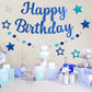 Blue Happy Birthday Decorations for Men, Happy Birthday Banner with Blue Happy Birthday Garland and Stars, NO DIY Birthday Party