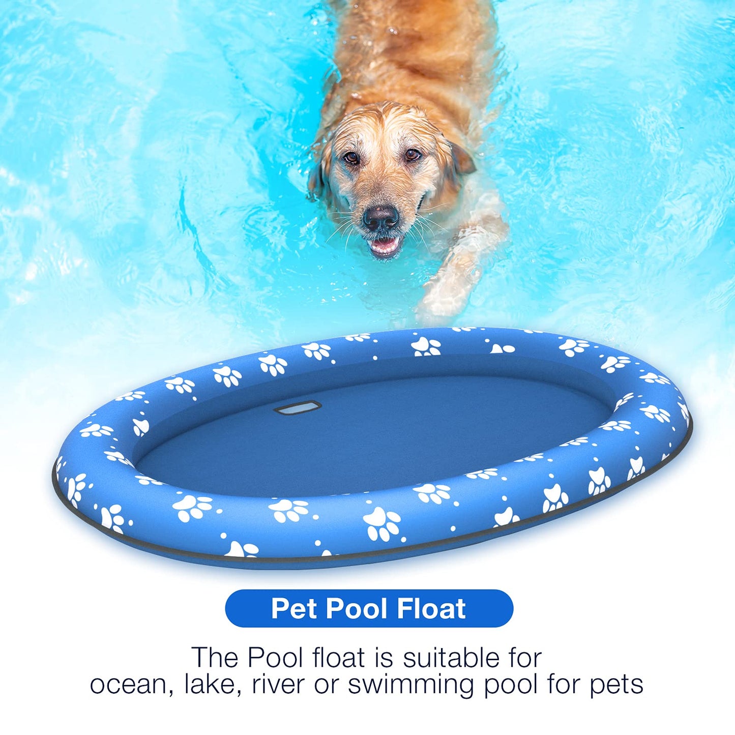 Pet Soft Inflatable Dog Swimming Float Raft - Large Dark Blue Polyester for Summer Fun