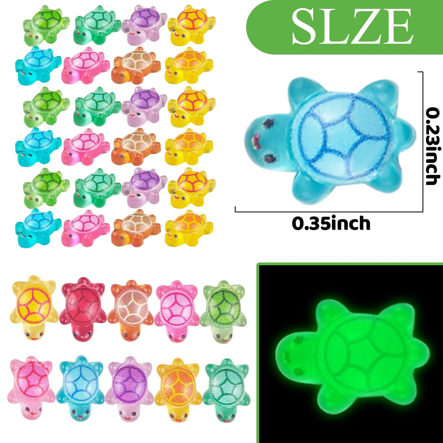 100 Pieces Tiny Turtles for Crafts Luminous Mini Resin Turtles Dollhouse Miniatures Mini Animals for Fairy Garden Micro Landscap