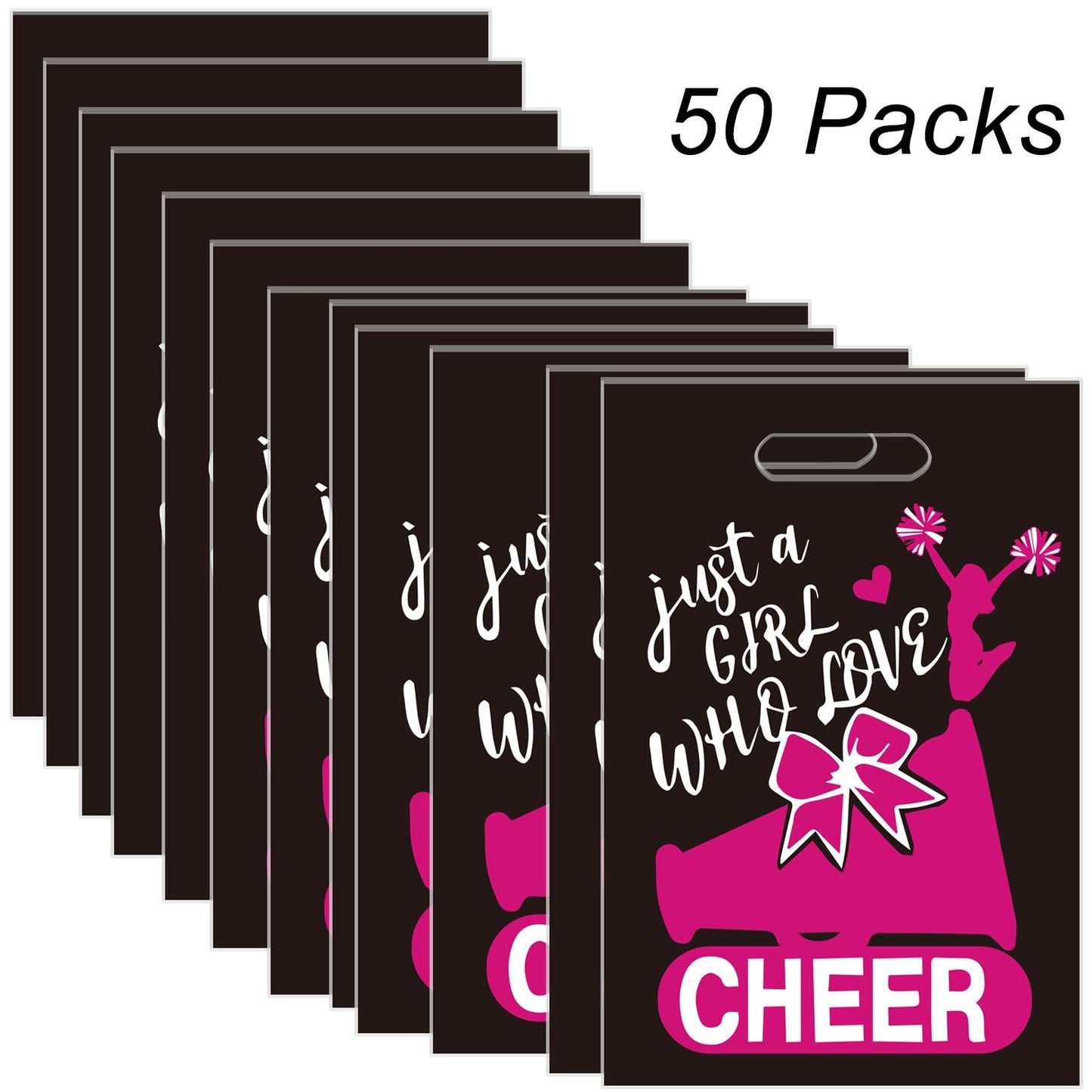 OriniPlay 50 Pieces Cheerleading Goodie Bags - Sport Cheerleading Game Girl Cheer Dance Themed Party Decorations Supplies Decor