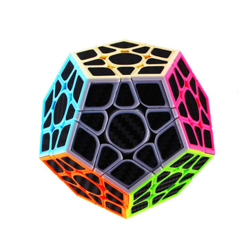 CuberSpeed Phantom Carbon Fiber Sticker 3x3 Pentagonal Dodecahedron stickerless Magic Cube Kilominx 3x3x3 with Black Sticker Spe