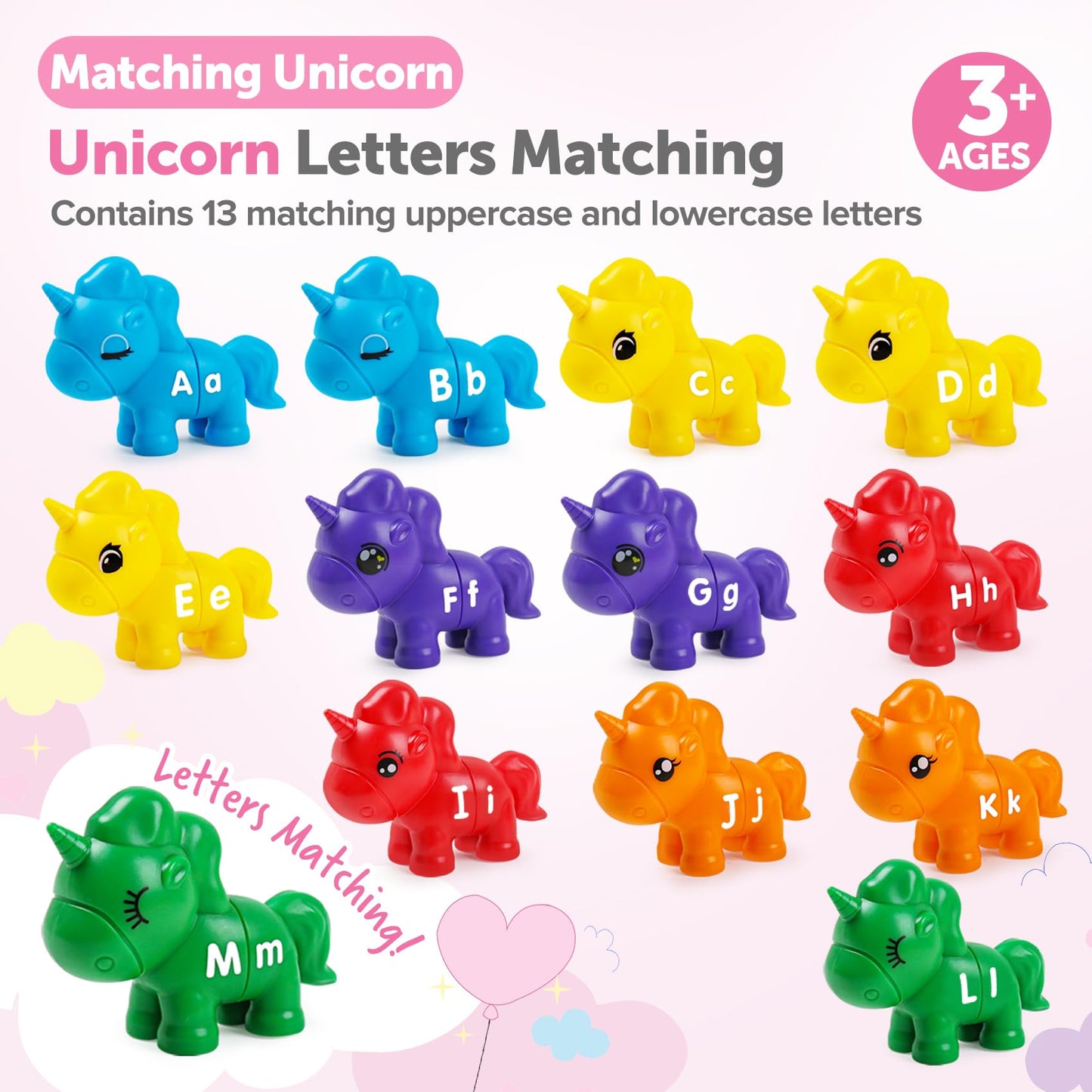 ABC Letters Matching Toys Double-Sided Alphabet Learning Toy for Kids Fine Motor Toys Uppercase Lowercase Letters Sorting and Ma