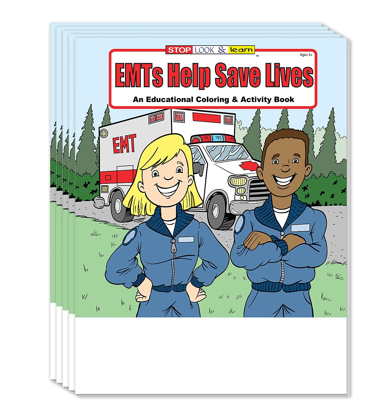 ZOCO - Emergency EMS Workers Save Lives - Coloring & Activity Books (25 Bulk Pack, Without Crayons) - Paramedics, Ambulance, 911