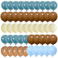 Blue Brown Balloons Set, 60 Pcs Slate Blue Macaron Blue Cream Beige Party Balloons And Retro Brown Coffee Latex Helium Balloons,