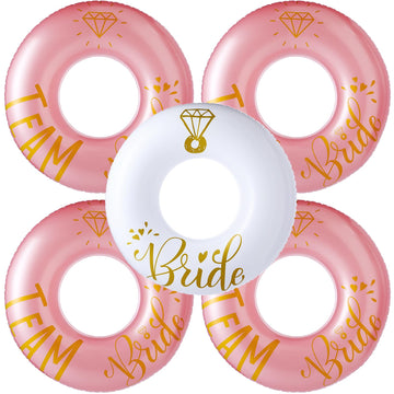 Motionchic 5 Pcs Bride Pool Float Funny Bachelorette Party Decorations Inflatable Pool Tubes for Adults 48'' Team Bridal Pool Fl