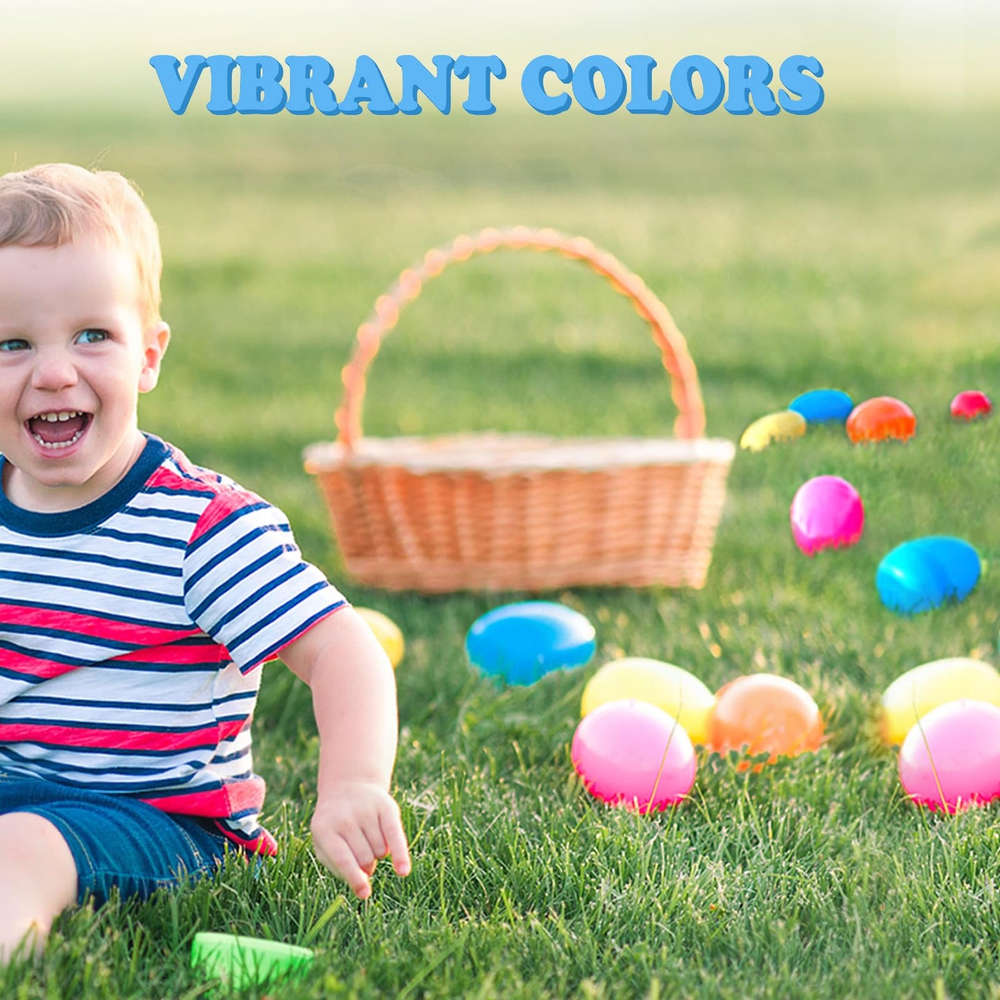 Rosaui 3.7    Easter Eggs, Set Of 24 | Colorful Empty Plastic Eggs | Candy Gift Containers | Easter Basket Decor