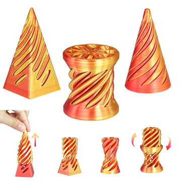 3 PCS Impossible Cone Spiral Cone Fidget Toy Impossible Pyramid Passthrough Sculpture 3D Printed Spiral Cone Fidget Toy Desktop Decompression Toys  Gifts Birthday (Flame Red)