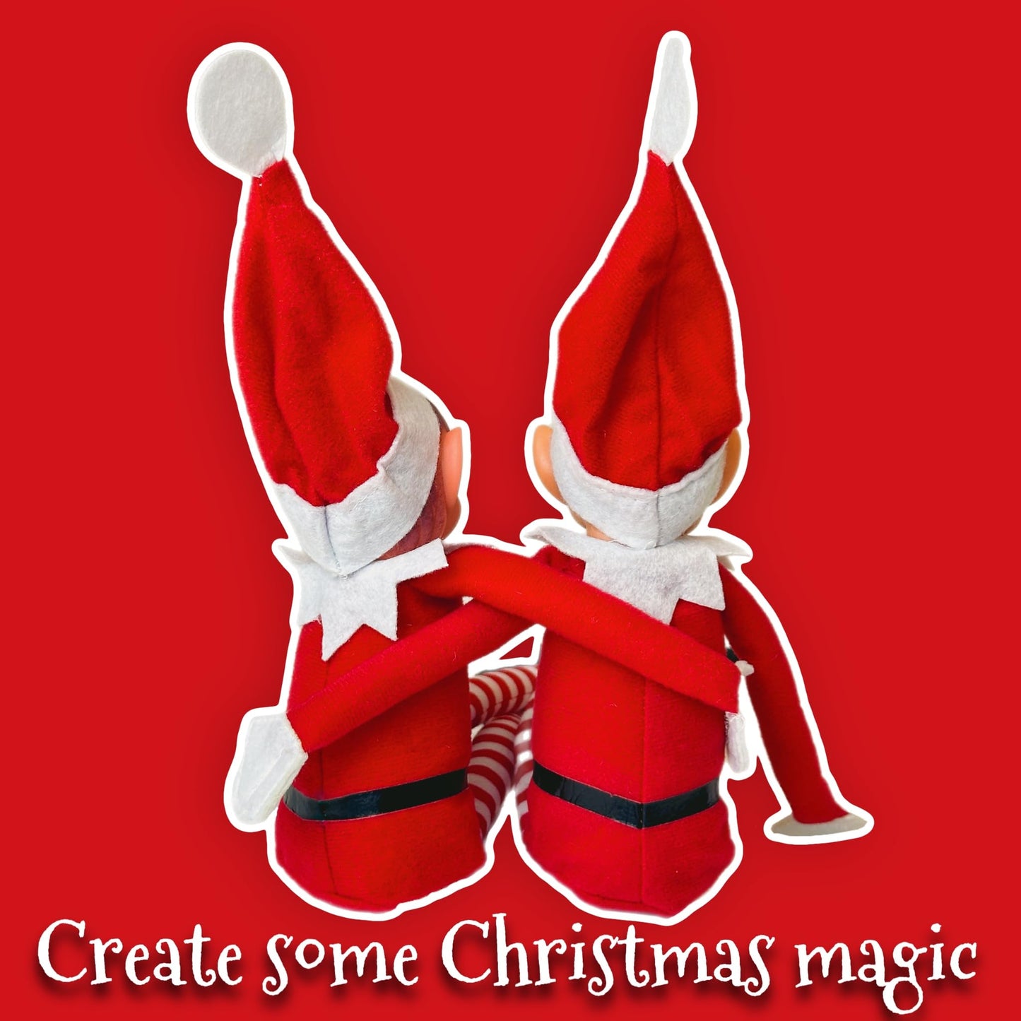 GLOW Wholesale Elfie & Elvie Set - Fun Plush Elves with Vinyl Faces, Red - Set of 2