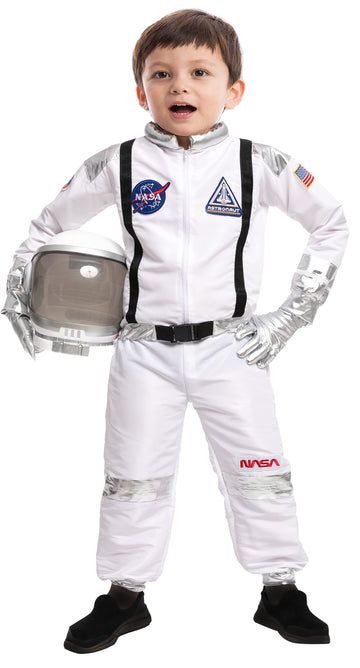 Spooktacular Creations Halloween Astronaut Costume For Kids, Unisex White Astronaut Outfit Set With Helmet, Toddler Pilot Jumpsu
