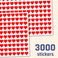 3000 Pieces, 1/2 Inch - Small Red Heart Shaped Stickers Labels