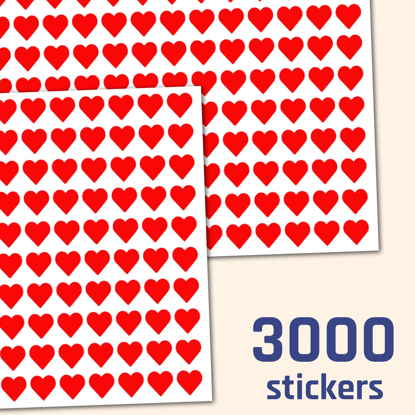 3000 Pieces, 1/2 Inch - Small Red Heart Shaped Stickers Labels