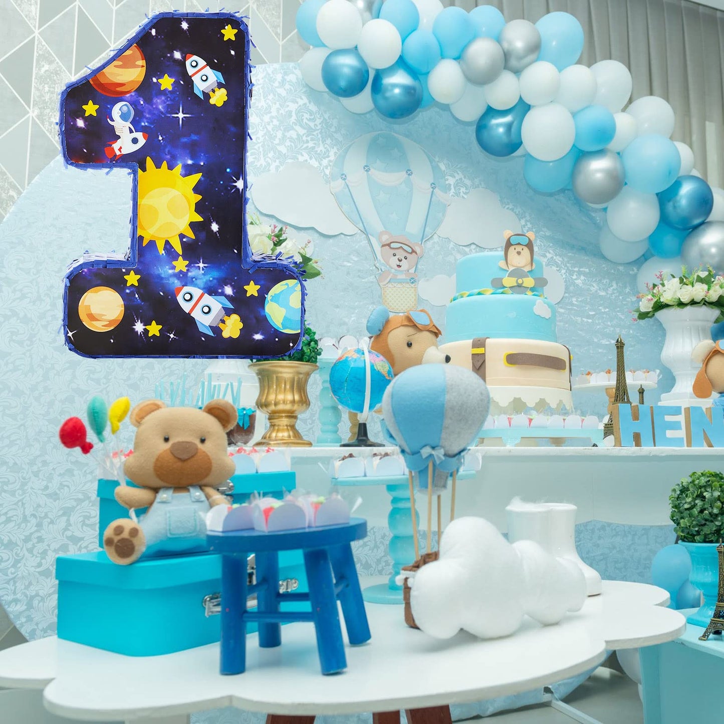 Lewtemi Number 1 Pinata for 1nd Birthday Party Decorations Birthday Pinata with Stick Eye Mask Baby Shower Decorations Party Sup