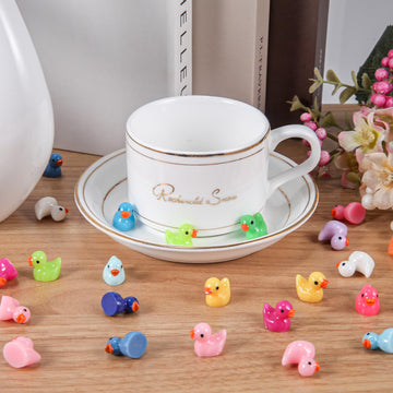 200 Pcs Mini Duck Set: 20 Colors, 10 Ducks Each, Dimensions 0.7 x 0.6 x 0.4 Inches, Perfect for Dollhouse, Mini Fairy Gardens, A