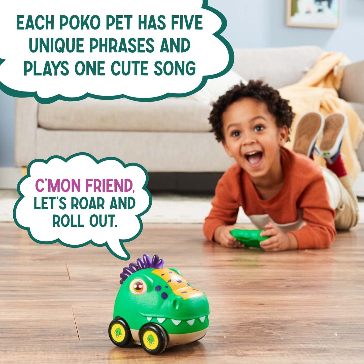 Flybar Poko Petz, Remote Control Car for Toddlers Dinosaur Toys - 2.4GH for Boys and Girls, Light Up, Singing, Talking Toy, Pres