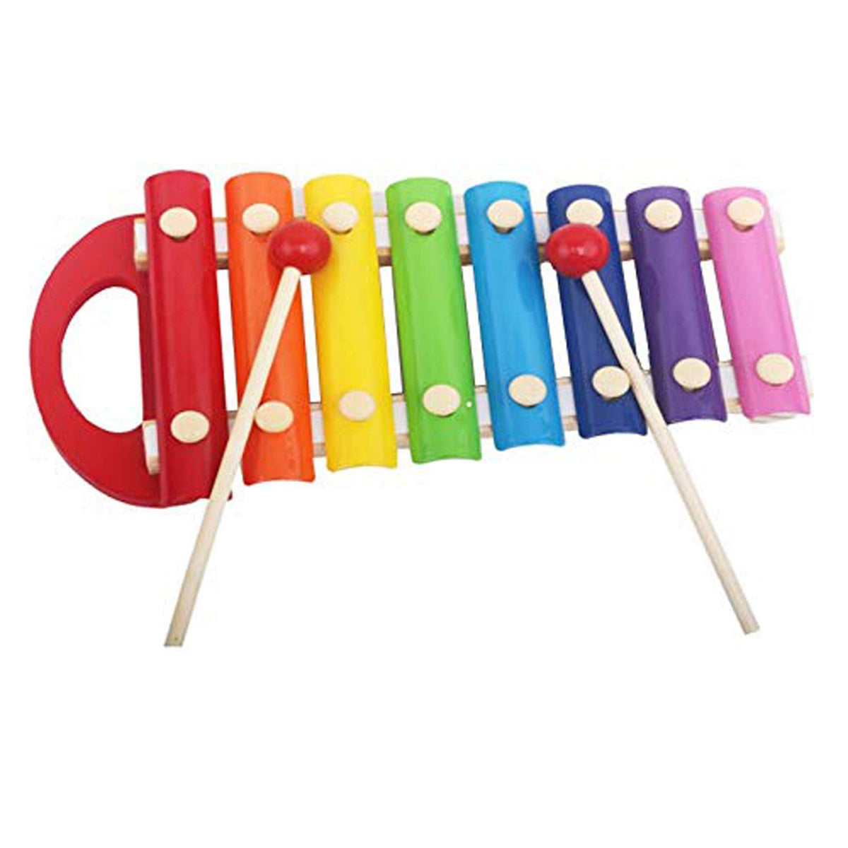 Crazycrafts Wooden Xylophone With 8 Notes For Kids With Handle (Multicolour)