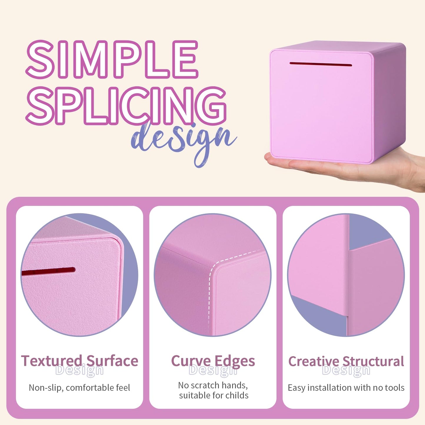 6 Piggy Bank for mature-themeds 2024NEW Must Break to Open mature-themed Piggy Bank for Cash  Interactive DIY Assembled Unopenable Money Savings Box (Pinkish Purple)