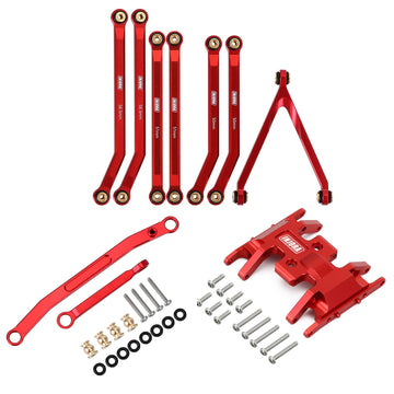 INJORA CNC High Clearance Chassis Links Set,Skid Plate and Steering Rod Tie Links Set for Axial SCX24 Bronco C10 JLU 1/24 RC Cra