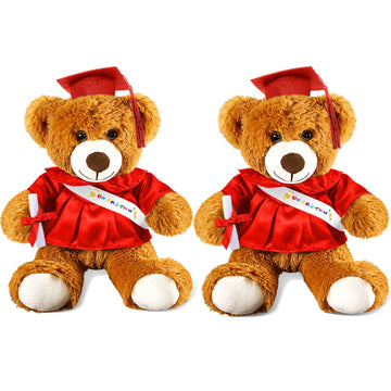 Sotiff 2 Pcs Graduation Bear Plush Stuffed Toy Bear Graduation Gifts Doll Stuffed with Grad Cap for Preschool Kindergarten Colle