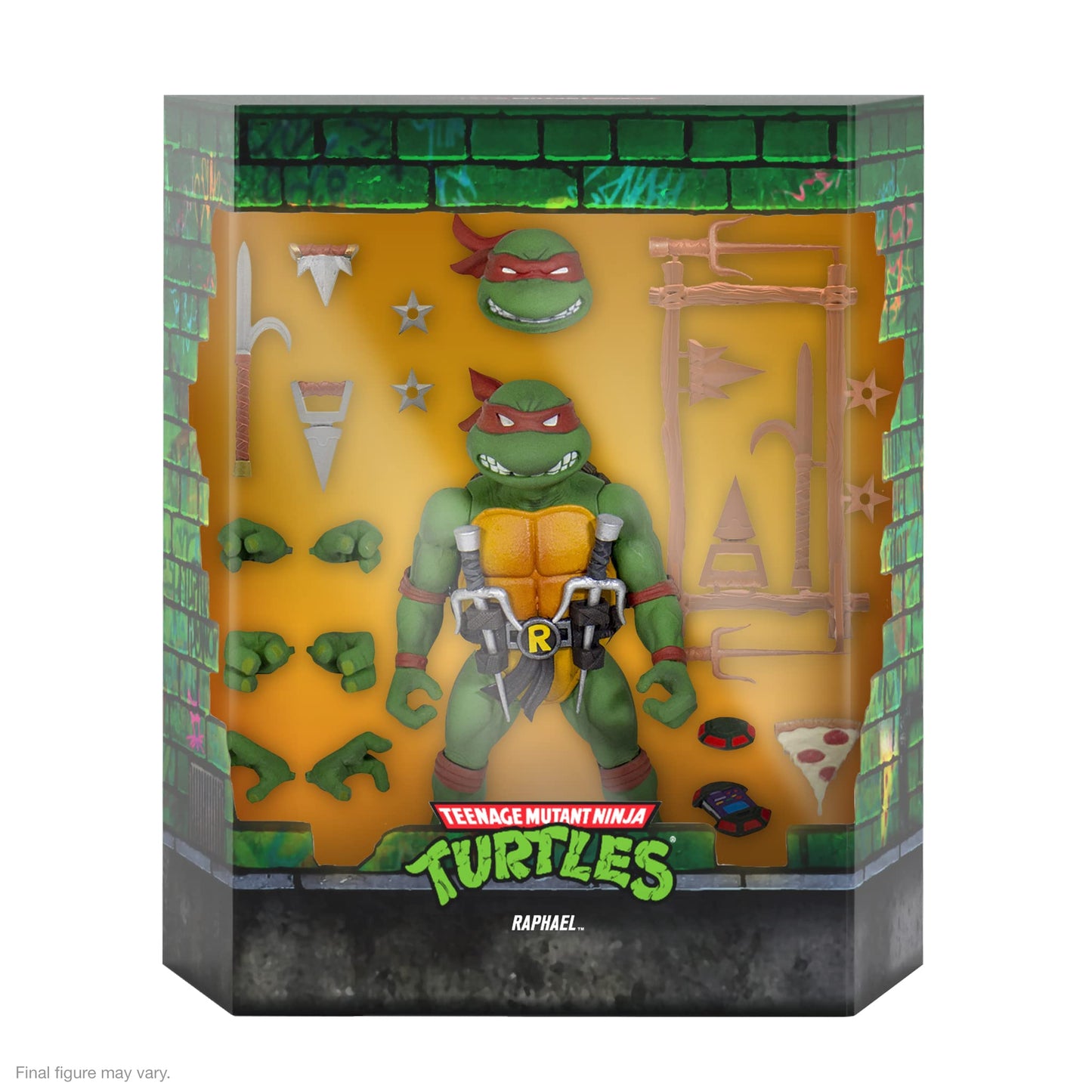 Super7 ULTIMATES! Teenage Mutant Ninja Turtles Raphael - 7 TMNT Action Figure with Accessories Classic Cartoon Collectibles and Retro Toys
