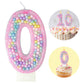 Zlongron Birthday Number Candles, Handmade Macaron 3D Flash Number 0 Candle, Suitable for Girls and Boys Birthdays, Weddings, A