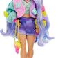 Barbie Extra Doll & Accessories With Wavy Lavender Hair In Colorful Butterfly Sweater & Pink Boots With Pet Koala