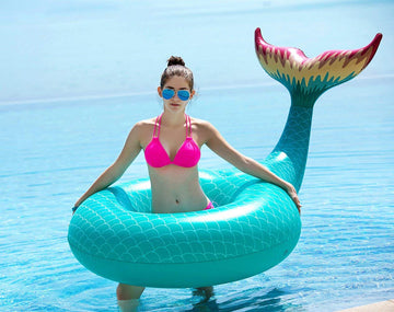 Jasonwell Giant Inflatable Mermaid Tail Pool Float With Fast Valves Summer Beach Swimming Pool Party Lounge Raft Decorations Toys For Adults Kids (Green)