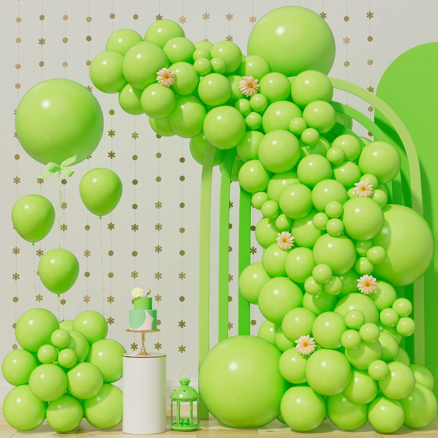 140Pcs Lime Green Balloons Light Green Balloon Garland Arch Kit 5/10/12/18 Inch Matte Latex Green Balloons Different Sizes As Ba