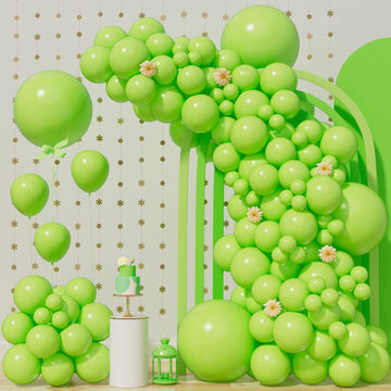 140Pcs Lime Green Balloons Light Green Balloon Garland Arch Kit 5/10/12/18 Inch Matte Latex Green Balloons Different Sizes As Ba