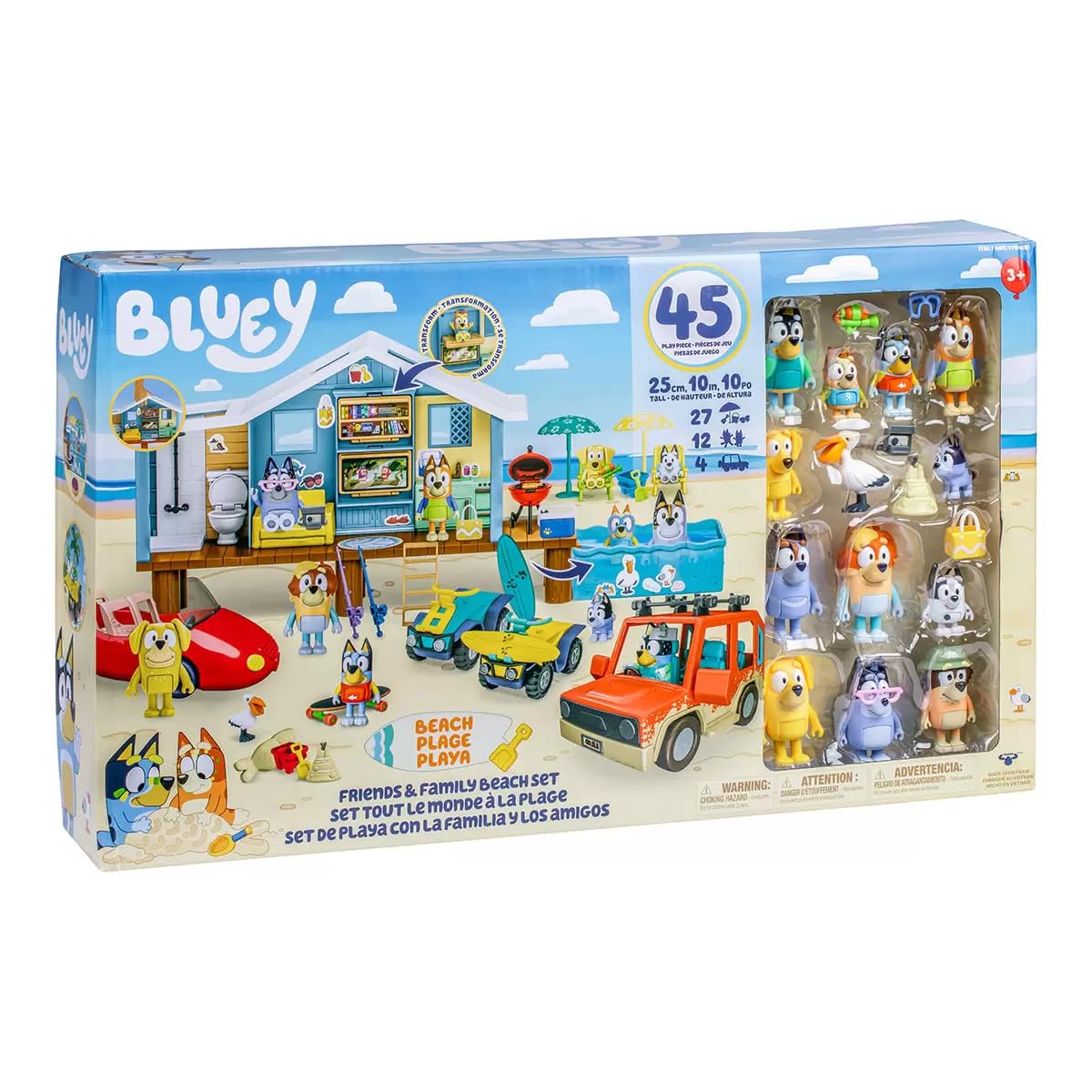 Bluey Friends & Family Beach Set- House Playset 45 Piece Ultimate Mega Set-Large-Includes Sticker Sheet!