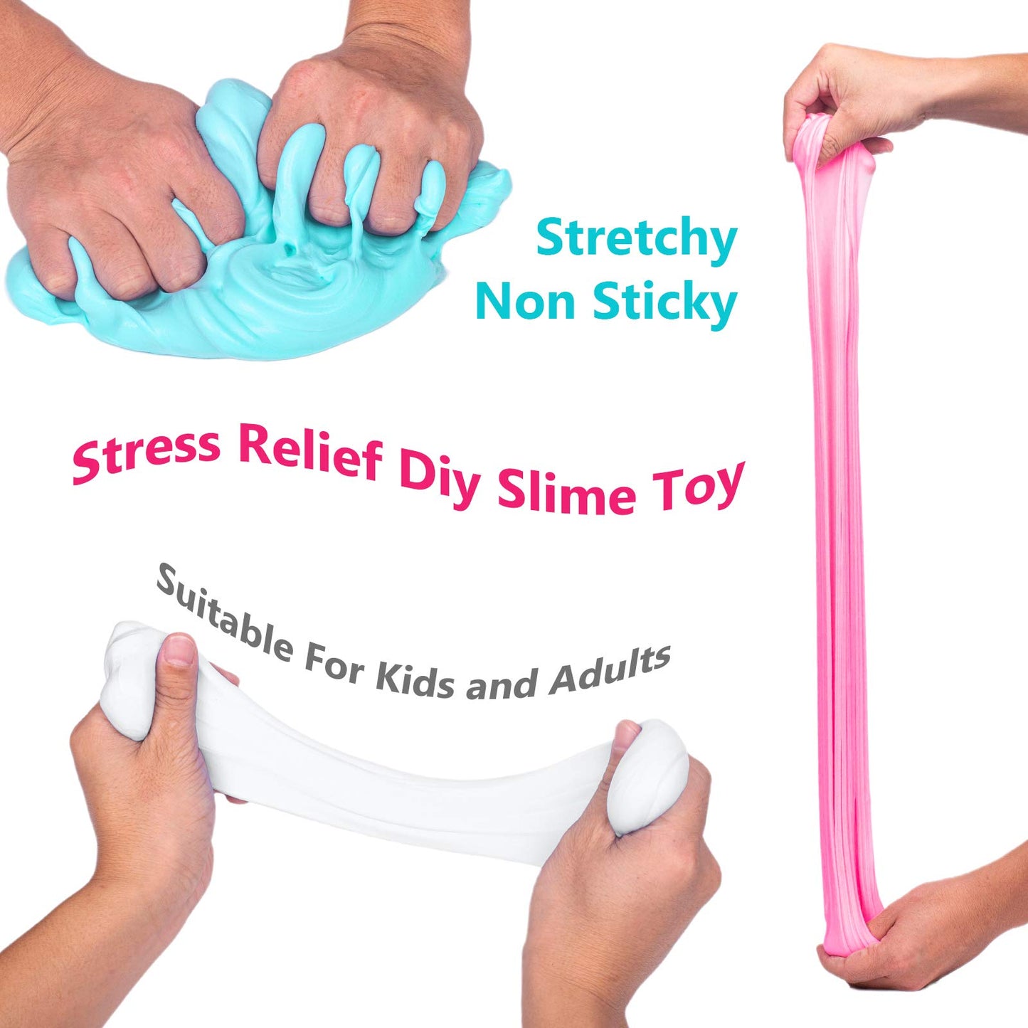 WUHUANIU Scented Slime Kit - 3 Pack Butter Slime, Pink Watermelon, White Ice Cream, Ocean Coffee, Soft & Non-Sticky, 300ml Total